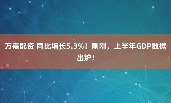 万嘉配资 同比增长5.3%！刚刚，上半年GDP数据出炉！